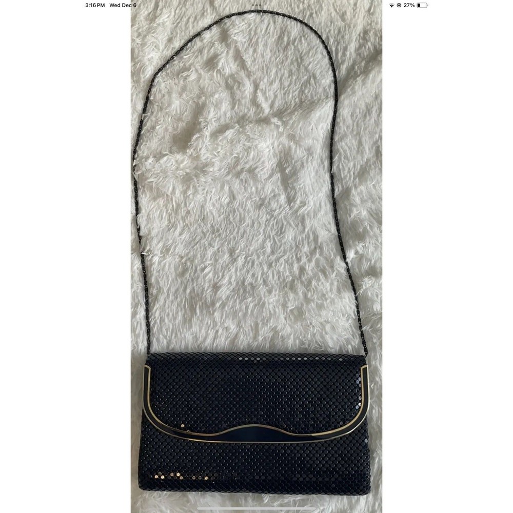Marlo Metal Mesh Evening Bag Vintage Purse Navy Blue Crossbody/Shoulder READ